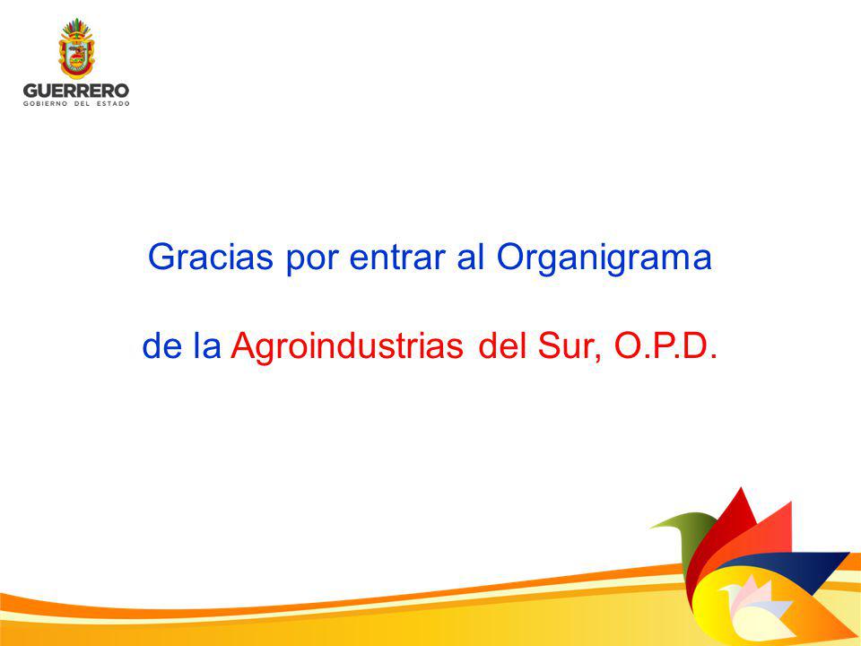 Gracias por entrar al Organigrama de la Agroindustrias del Sur, O.P.D.