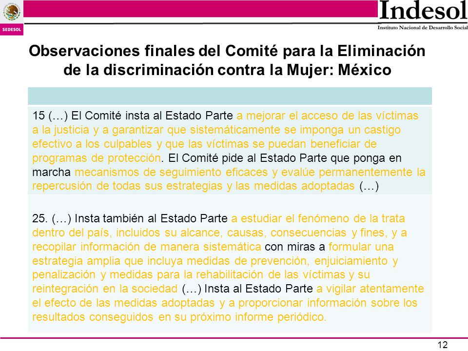 Observaciones finales del Comité para la Eliminación de la discriminación contra la Mujer: México