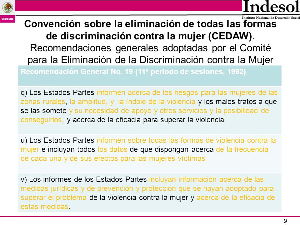 Convención sobre la eliminación de todas las formas de discriminación contra la mujer (CEDAW). Recomendaciones generales adoptadas por el Comité para la Eliminación de la Discriminación contra la Mujer