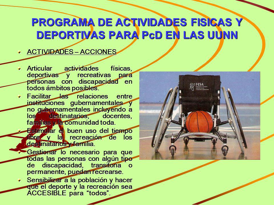 PROGRAMA DE ACTIVIDADES FISICAS Y DEPORTIVAS PARA PcD EN LAS UUNN