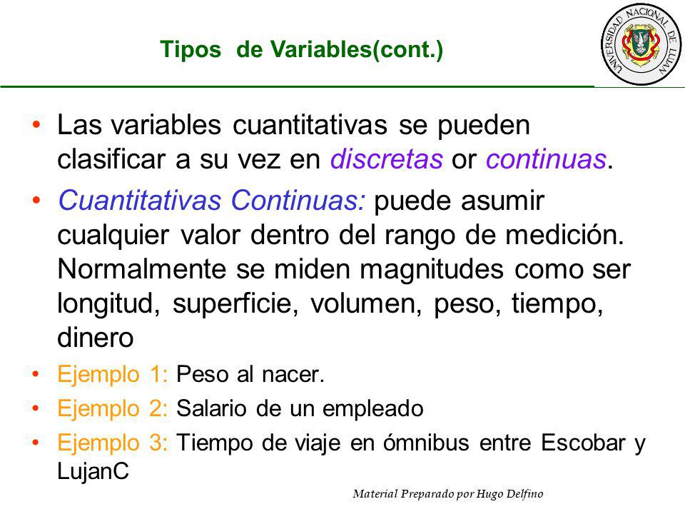 Tipos de Variables(cont.)