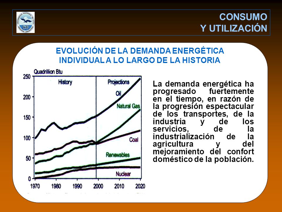 CONSUMO Y UTILIZACIÓN EVOLUCIÓN DE LA DEMANDA ENERGÉTICA INDIVIDUAL A LO LARGO DE LA HISTORIA.
