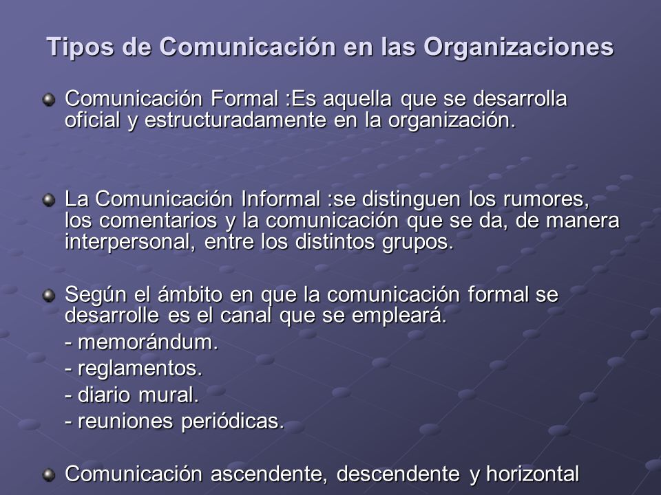 Tipos de Comunicación en las Organizaciones