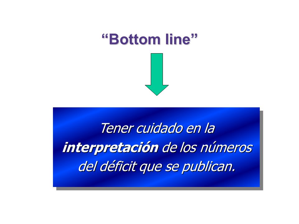Bottom line Tener cuidado en la interpretación de los números del déficit que se publican.