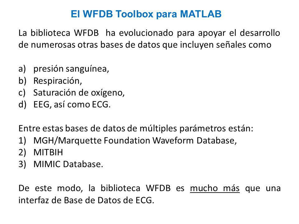 El WFDB Toolbox para MATLAB