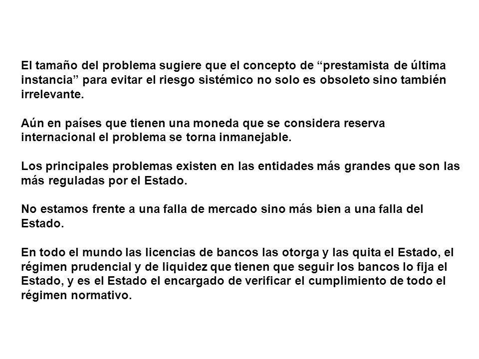 El tamaño del problema sugiere que el concepto de prestamista de última instancia para evitar el riesgo sistémico no solo es obsoleto sino también irrelevante.