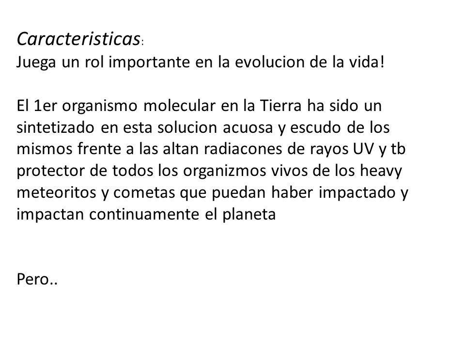 Caracteristicas: Juega un rol importante en la evolucion de la vida!