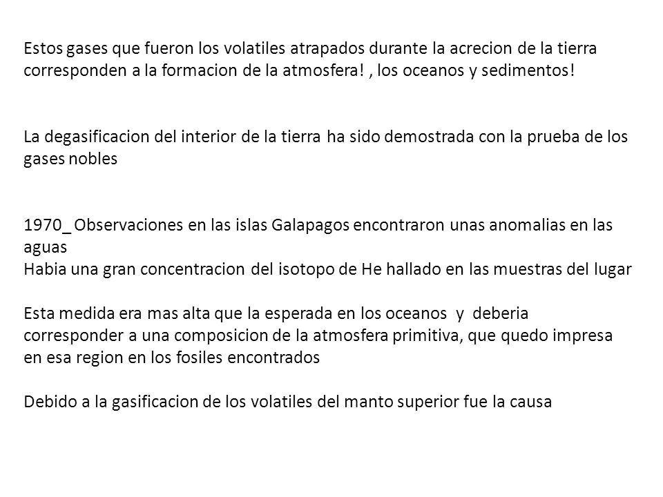 Estos gases que fueron los volatiles atrapados durante la acrecion de la tierra