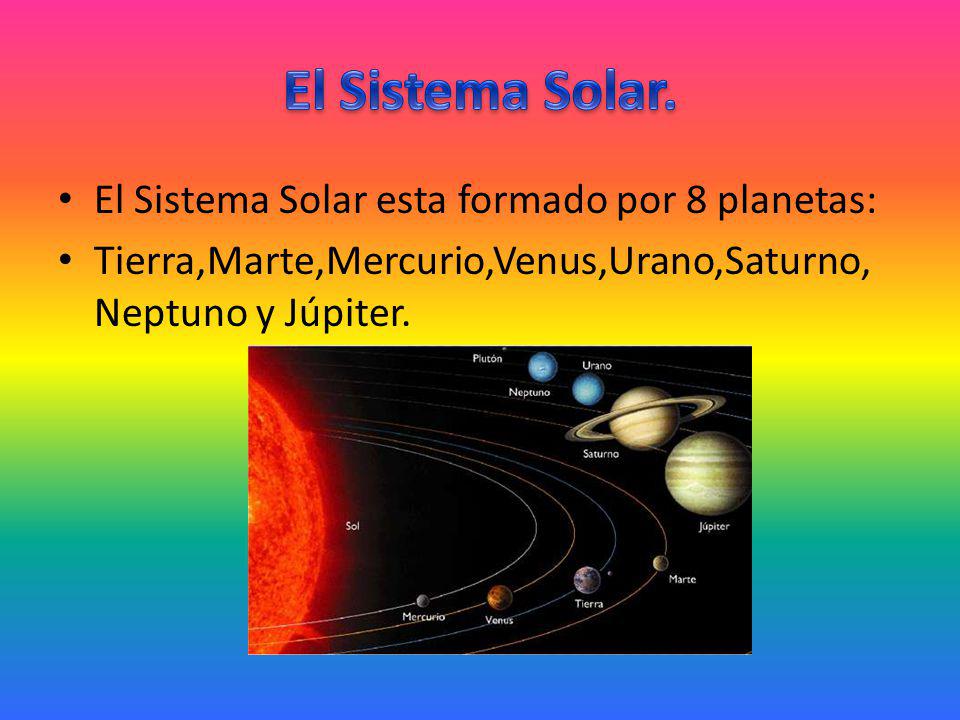 El Sistema Solar. El Sistema Solar esta formado por 8 planetas: