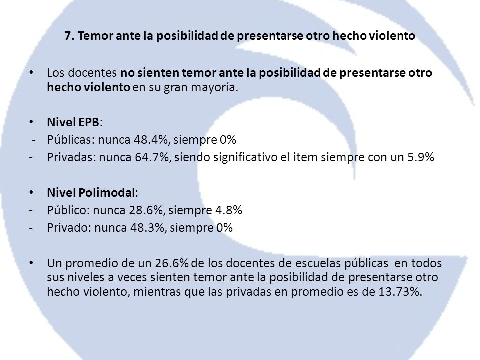 7. Temor ante la posibilidad de presentarse otro hecho violento