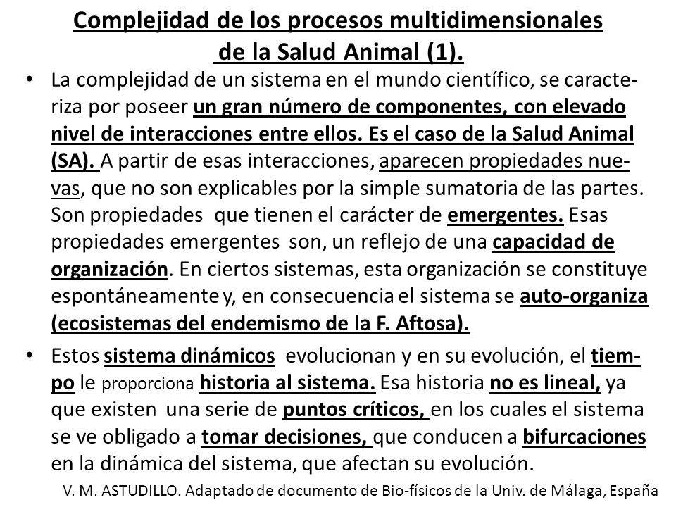 Complejidad de los procesos multidimensionales de la Salud Animal (1).