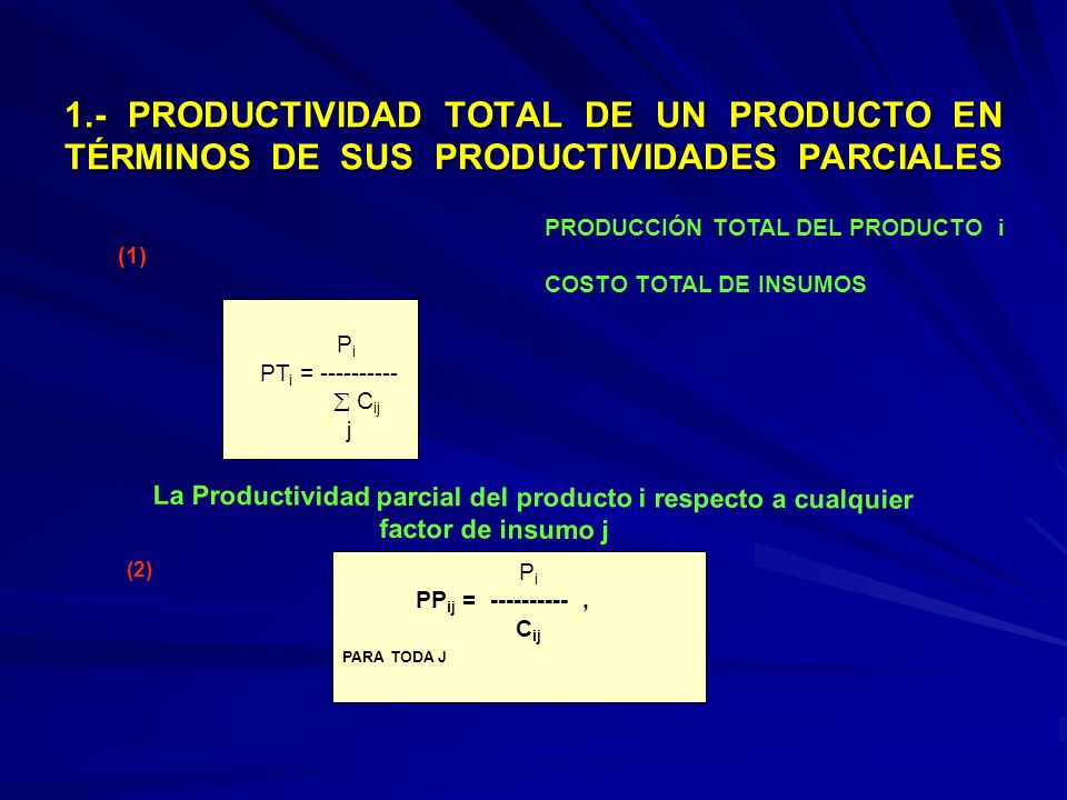 La Productividad parcial del producto i respecto a cualquier