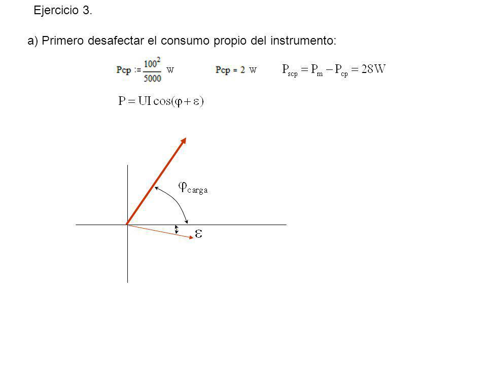 Ejercicio 3. a) Primero desafectar el consumo propio del instrumento: