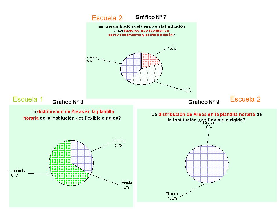 Gráfico Nº 7 Escuela 2 Escuela 1 Escuela 2 Gráfico Nº 8 Gráfico Nº 9