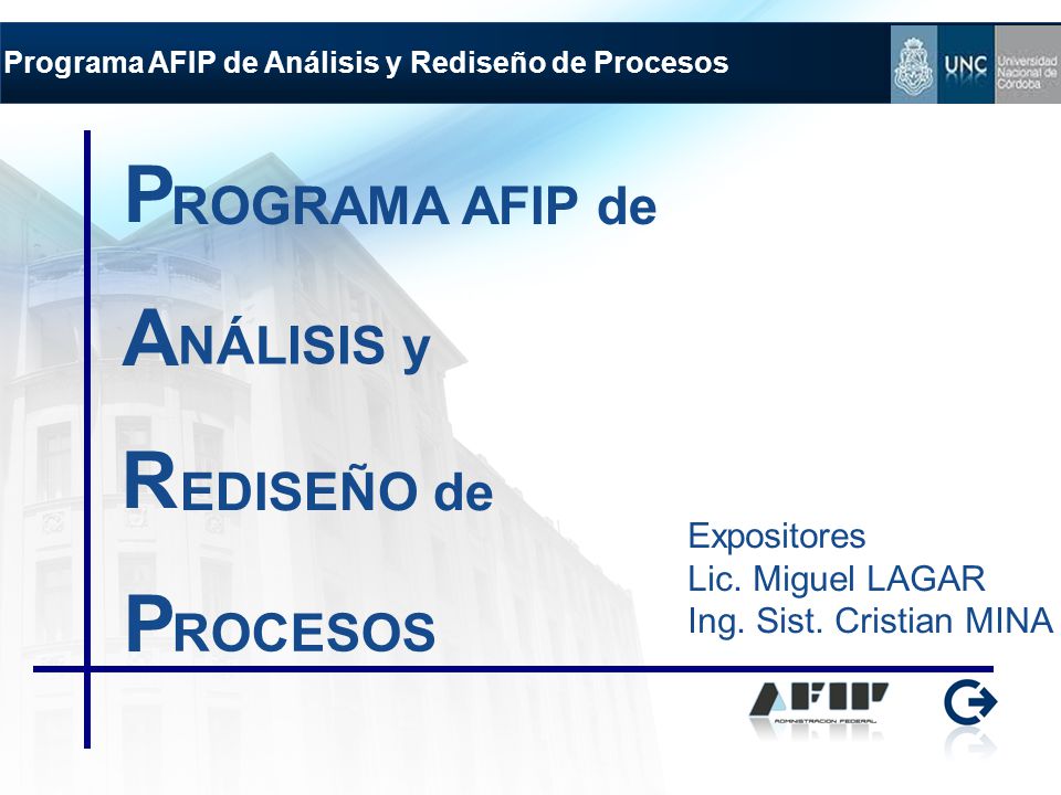 P A R ROGRAMA AFIP de NÁLISIS y EDISEÑO de ROCESOS