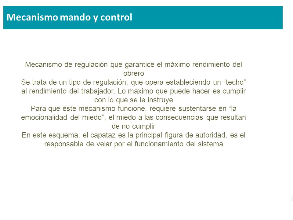 Mecanismo de regulación que garantice el máximo rendimiento del obrero