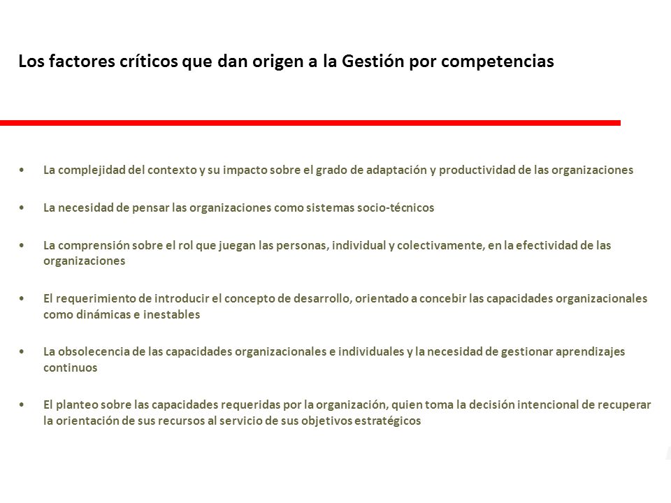 Los factores críticos que dan origen a la Gestión por competencias