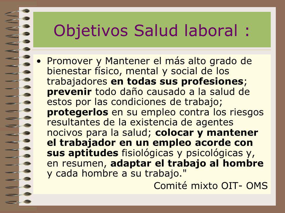 Objetivos Salud laboral :