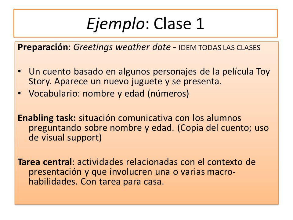Ejemplo: Clase 1 Preparación: Greetings weather date - IDEM TODAS LAS CLASES.