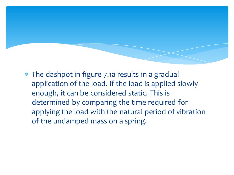 The dashpot in figure 7.1a results in a gradual application of the load.