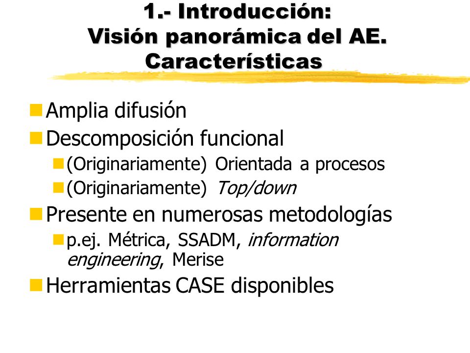 1.- Introducción: Visión panorámica del AE. Características