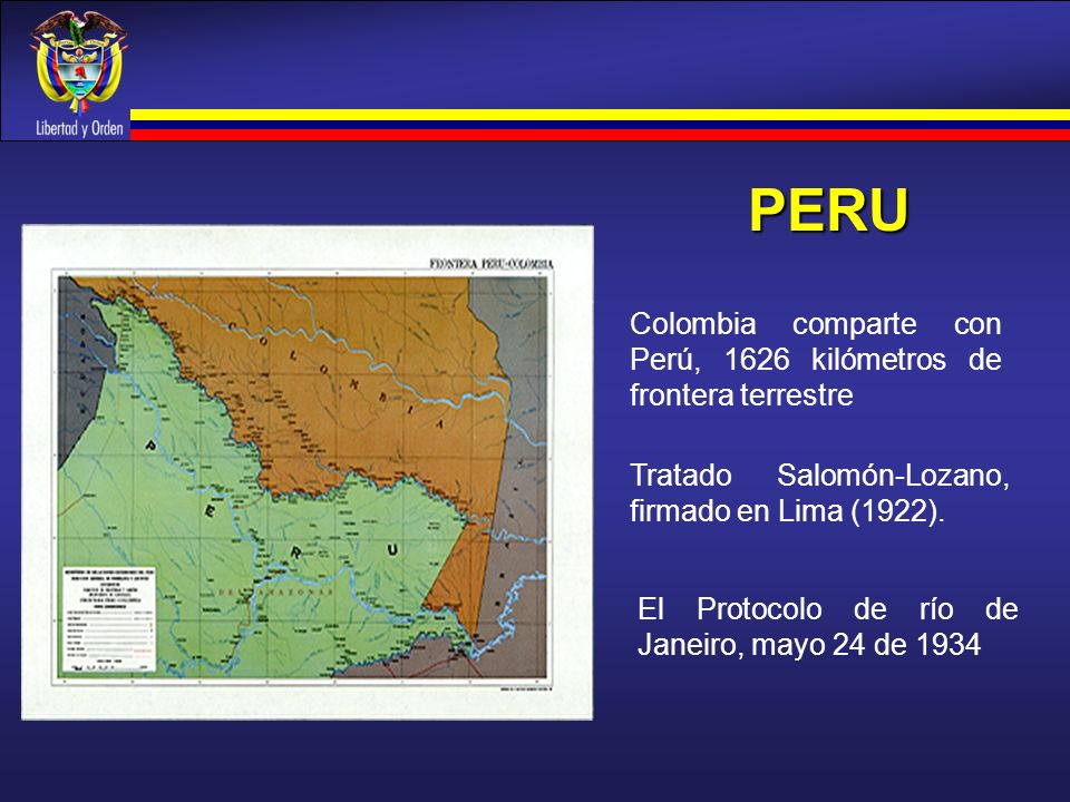 PERU Colombia comparte con Perú, 1626 kilómetros de frontera terrestre