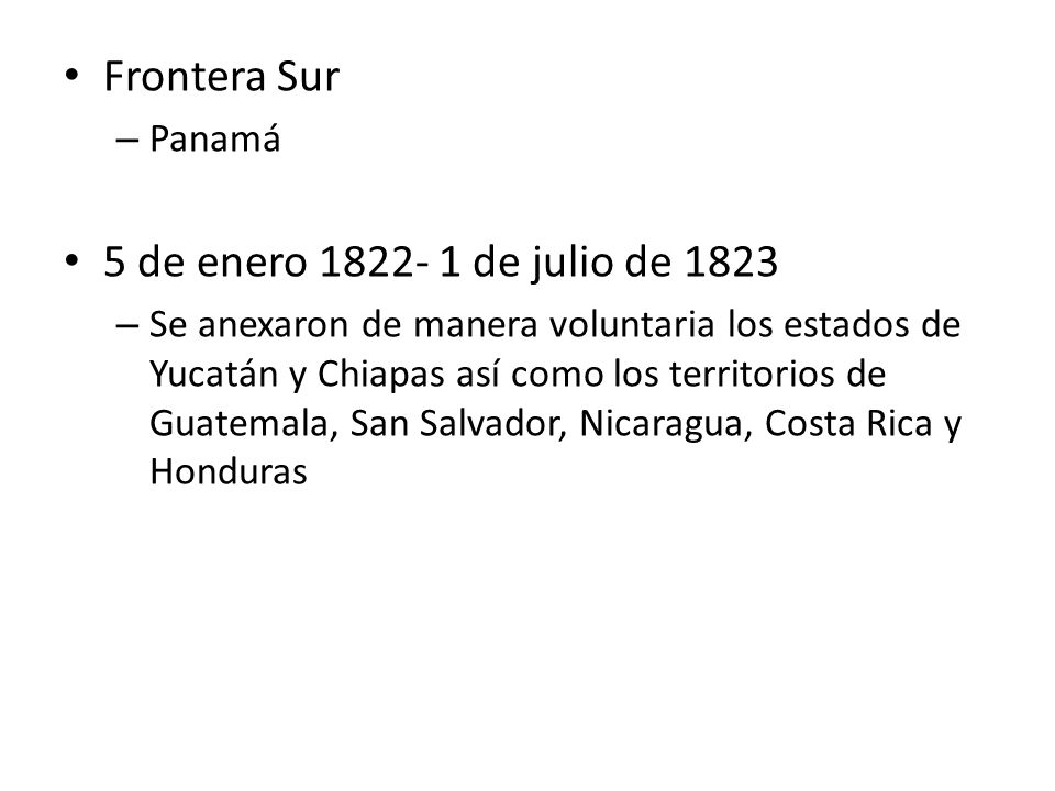 Frontera Sur 5 de enero de julio de 1823 Panamá