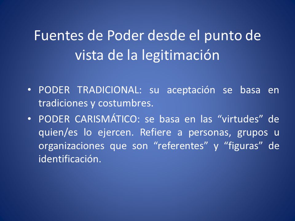 Fuentes de Poder desde el punto de vista de la legitimación