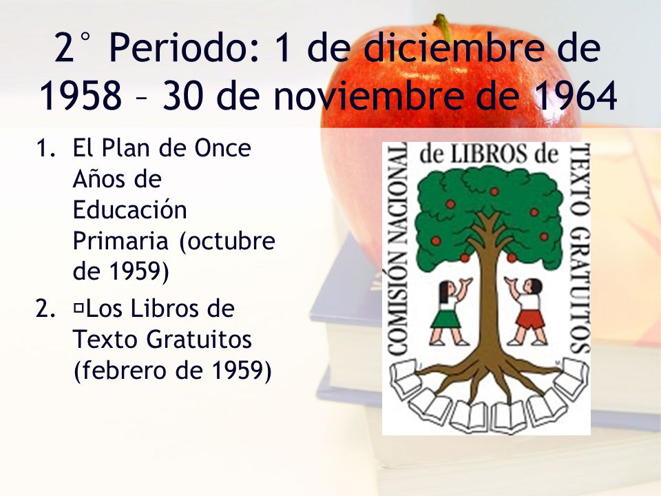 2° Periodo: 1 de diciembre de 1958 – 30 de noviembre de 1964