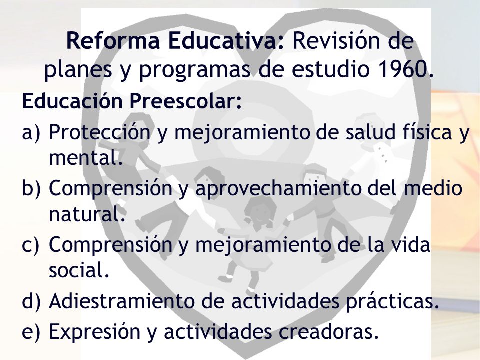 Reforma Educativa: Revisión de planes y programas de estudio 1960.