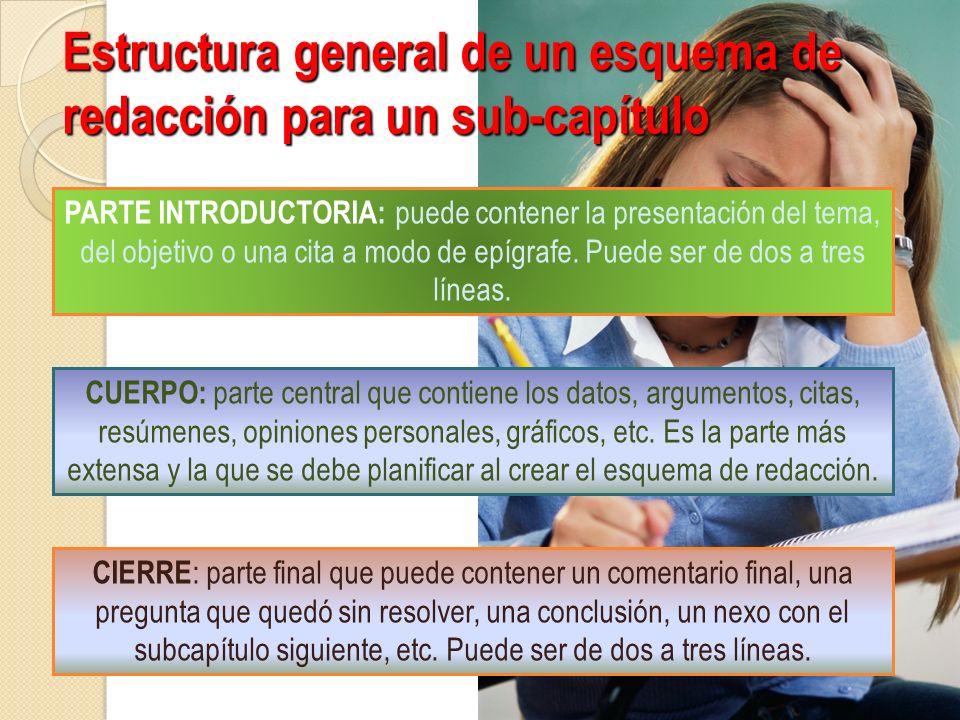 Estructura general de un esquema de redacción para un sub-capítulo