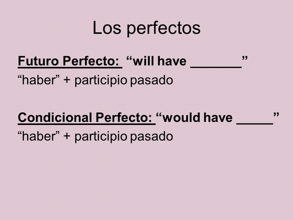Los perfectos Futuro Perfecto: will have _______