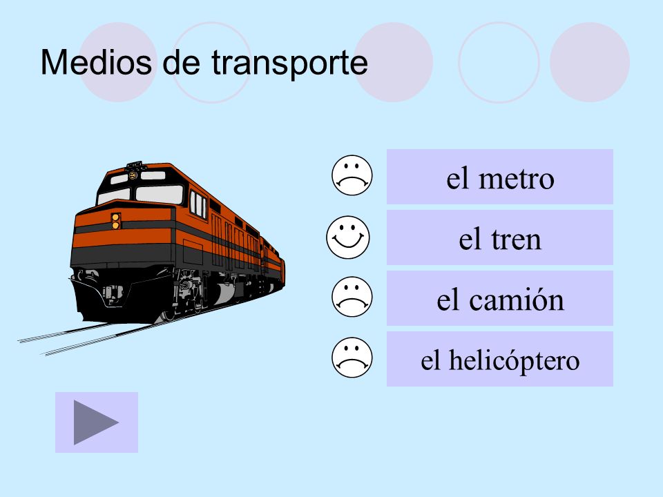 Medios de transporte el metro el tren el camión el helicóptero