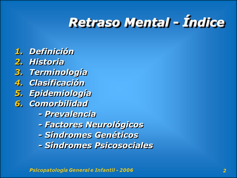 Retraso Mental - Índice