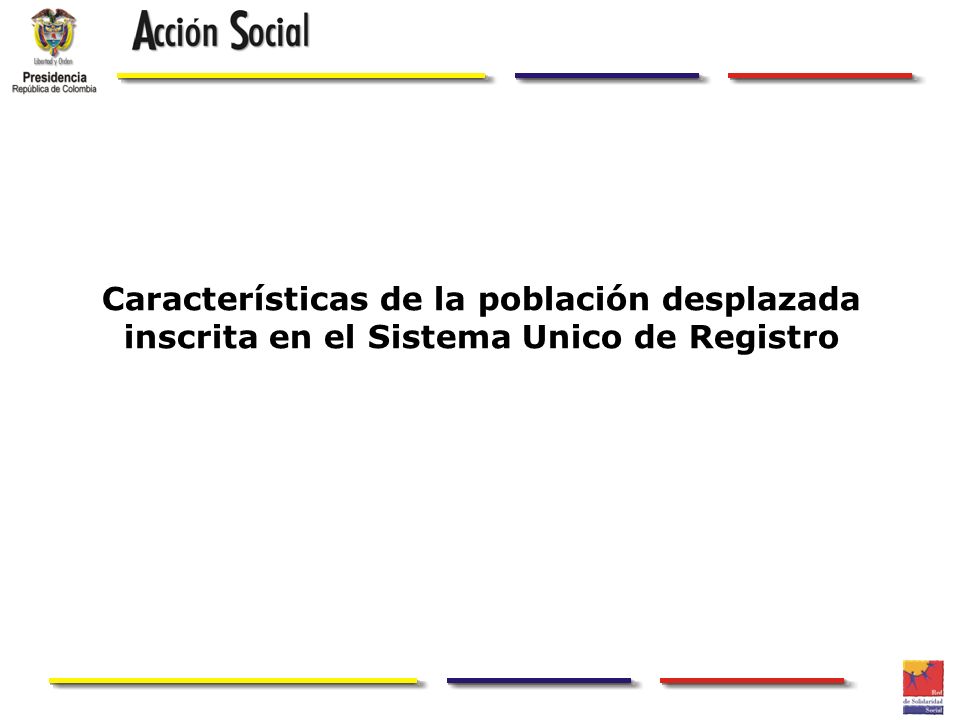 Características de la población desplazada inscrita en el Sistema Unico de Registro