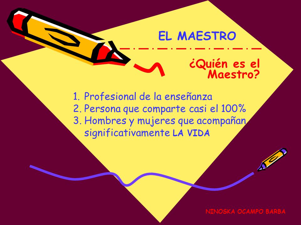 EL MAESTRO ¿Quién es el Maestro Profesional de la enseñanza