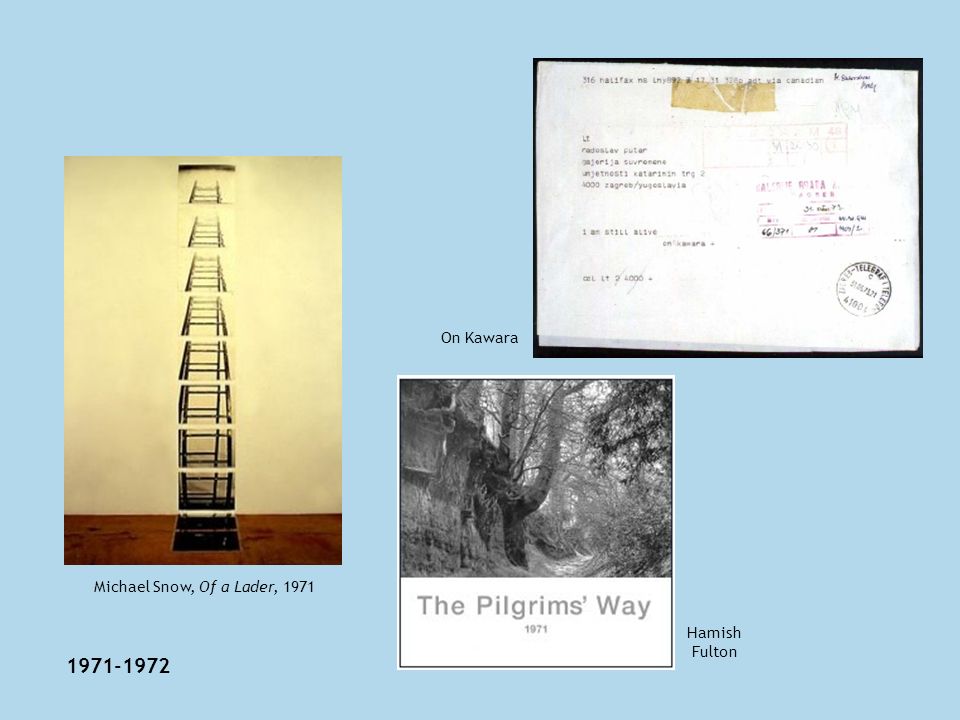On Kawara Michael Snow, Of a Lader, 1971 Hamish Fulton
