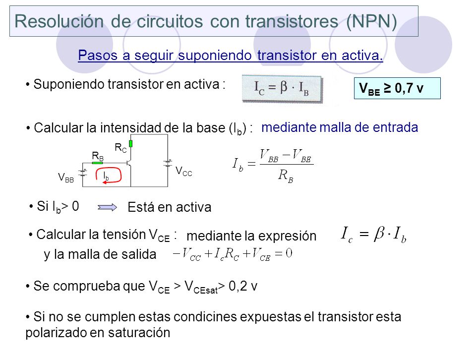 Resolución de circuitos con transistores (NPN)