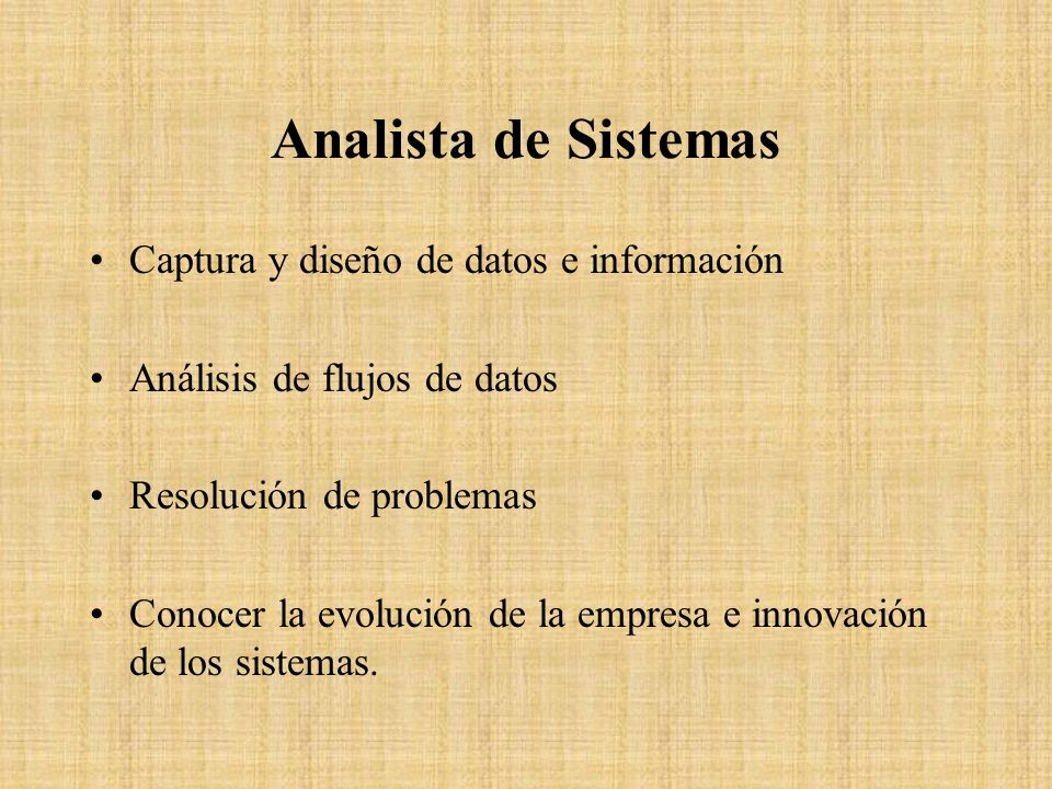 Analista de Sistemas Captura y diseño de datos e información