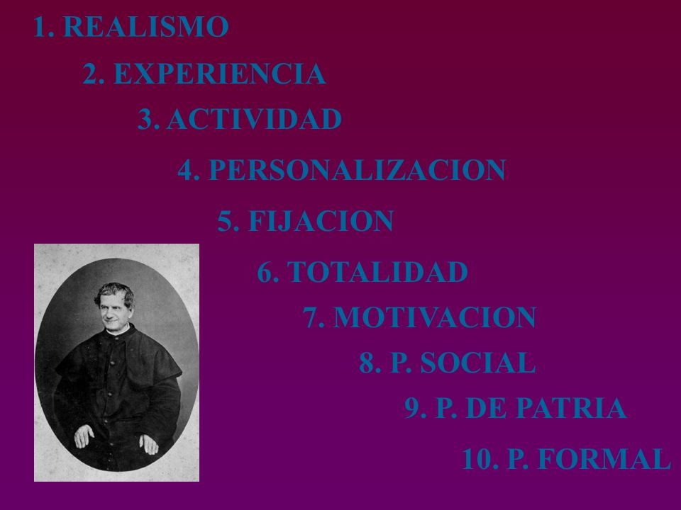 1. REALISMO 2. EXPERIENCIA. 3. ACTIVIDAD. 4. PERSONALIZACION. 5. FIJACION. 6. TOTALIDAD. 7. MOTIVACION.