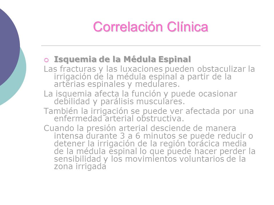 Correlación Clínica Isquemia de la Médula Espinal