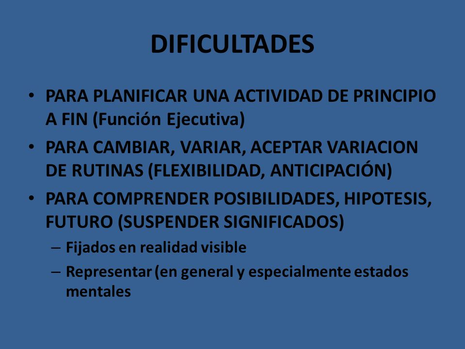 DIFICULTADES PARA PLANIFICAR UNA ACTIVIDAD DE PRINCIPIO A FIN (Función Ejecutiva)