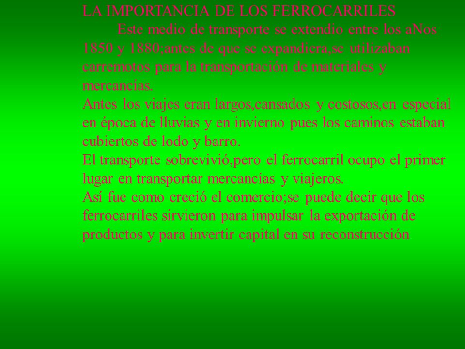 LA IMPORTANCIA DE LOS FERROCARRILES