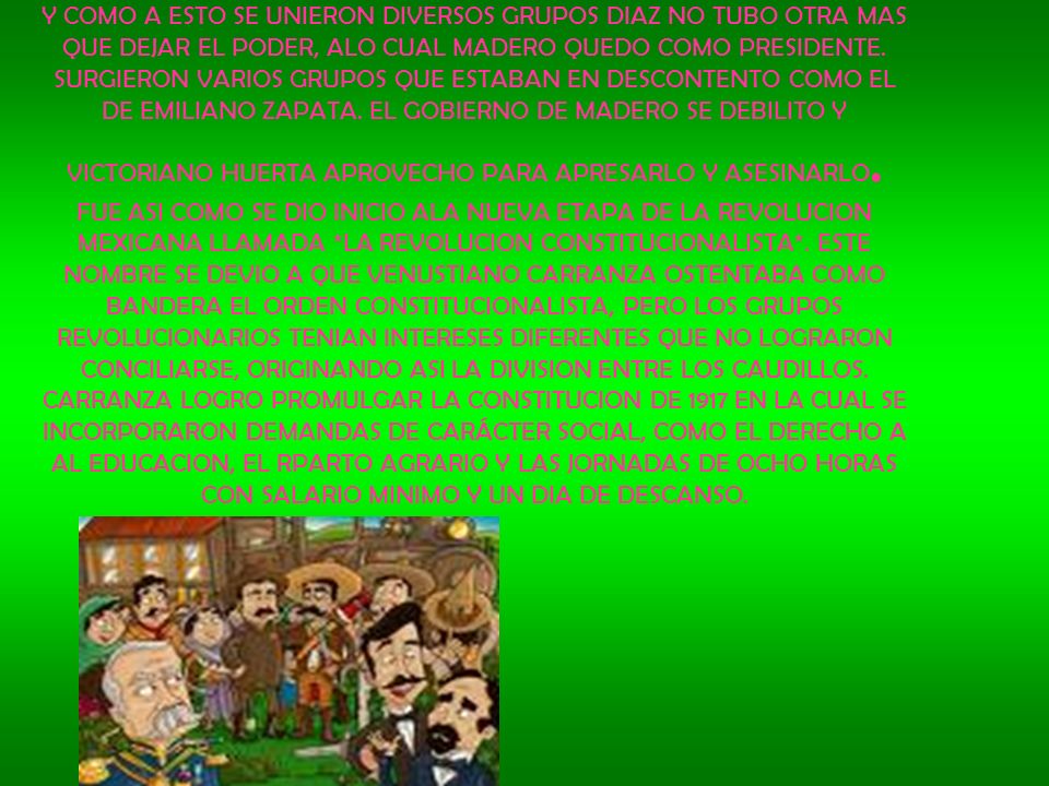 Y COMO A ESTO SE UNIERON DIVERSOS GRUPOS DIAZ NO TUBO OTRA MAS QUE DEJAR EL PODER, ALO CUAL MADERO QUEDO COMO PRESIDENTE.