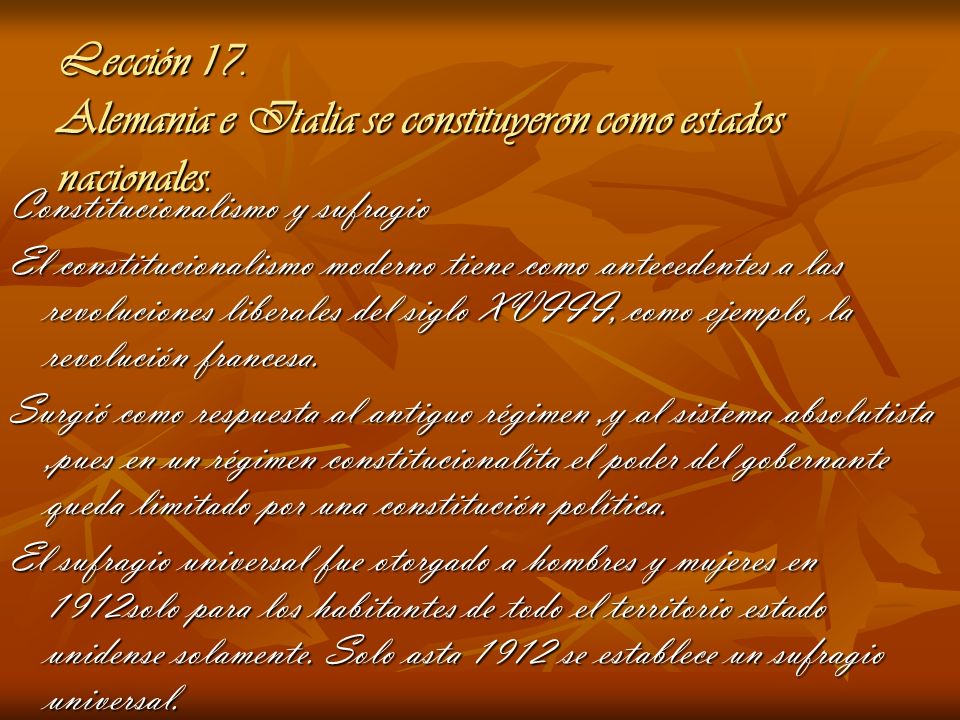 Lección 17. Alemania e Italia se constituyeron como estados nacionales.