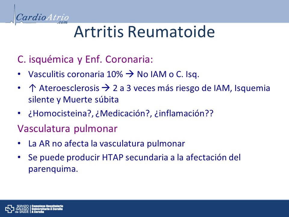 Artritis Reumatoide C. isquémica y Enf. Coronaria:
