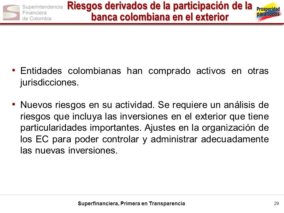 Riesgos derivados de la participación de la banca colombiana en el exterior