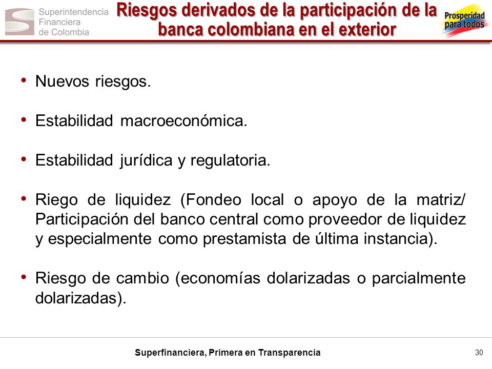 Riesgos derivados de la participación de la banca colombiana en el exterior