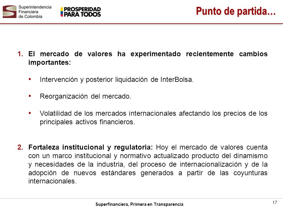 Punto de partida… El mercado de valores ha experimentado recientemente cambios importantes: Intervención y posterior liquidación de InterBolsa.