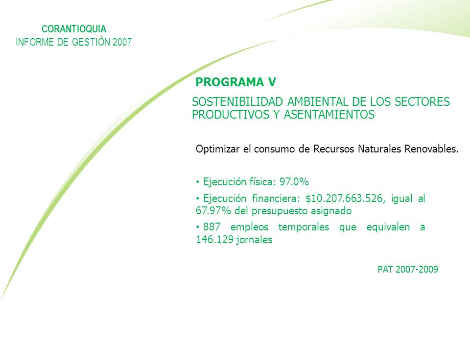 SOSTENIBILIDAD AMBIENTAL DE LOS SECTORES PRODUCTIVOS Y ASENTAMIENTOS
